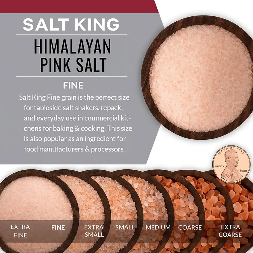 Himalayan salt grain size comparison chart